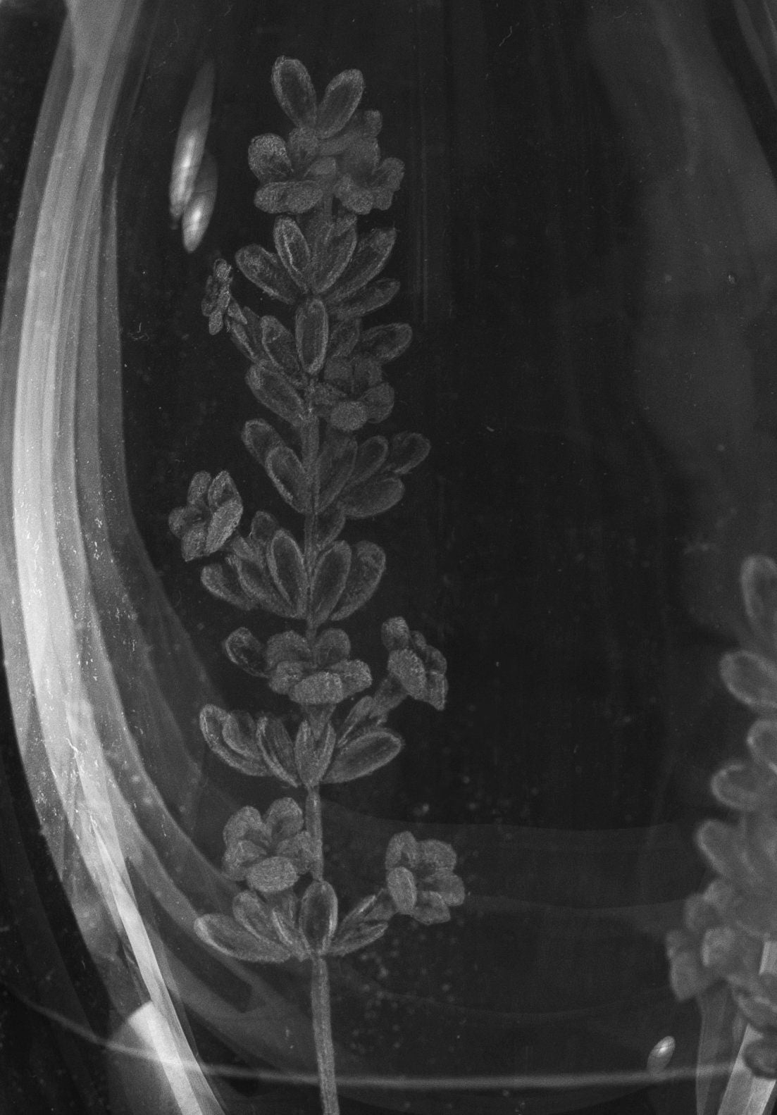 Hand Engraved Floral Crystal Vase – Lavender and Bee Gift - Flower Glass Art