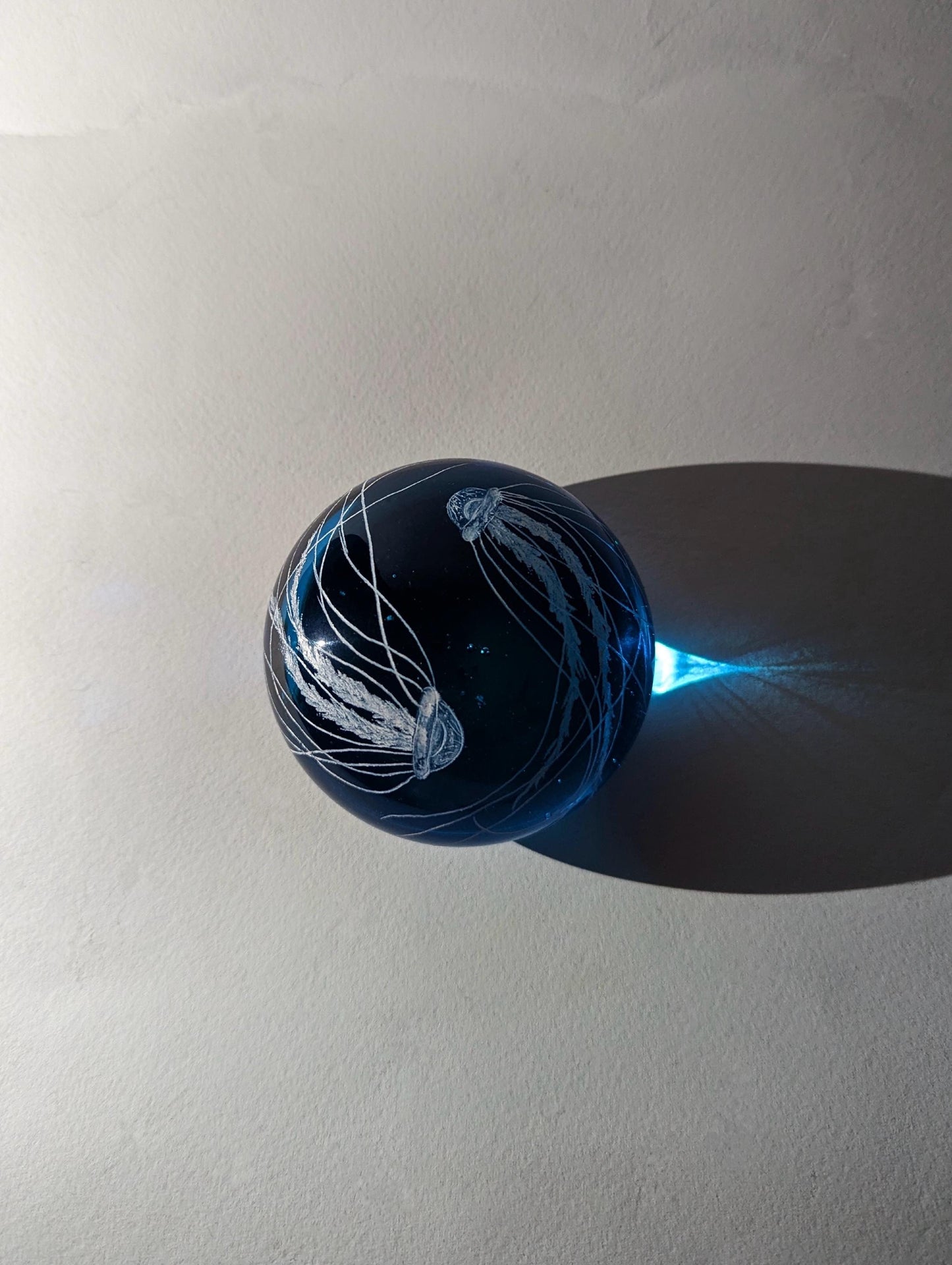 Unique Jellyfish Paperweight - Blue Glass Paperweight