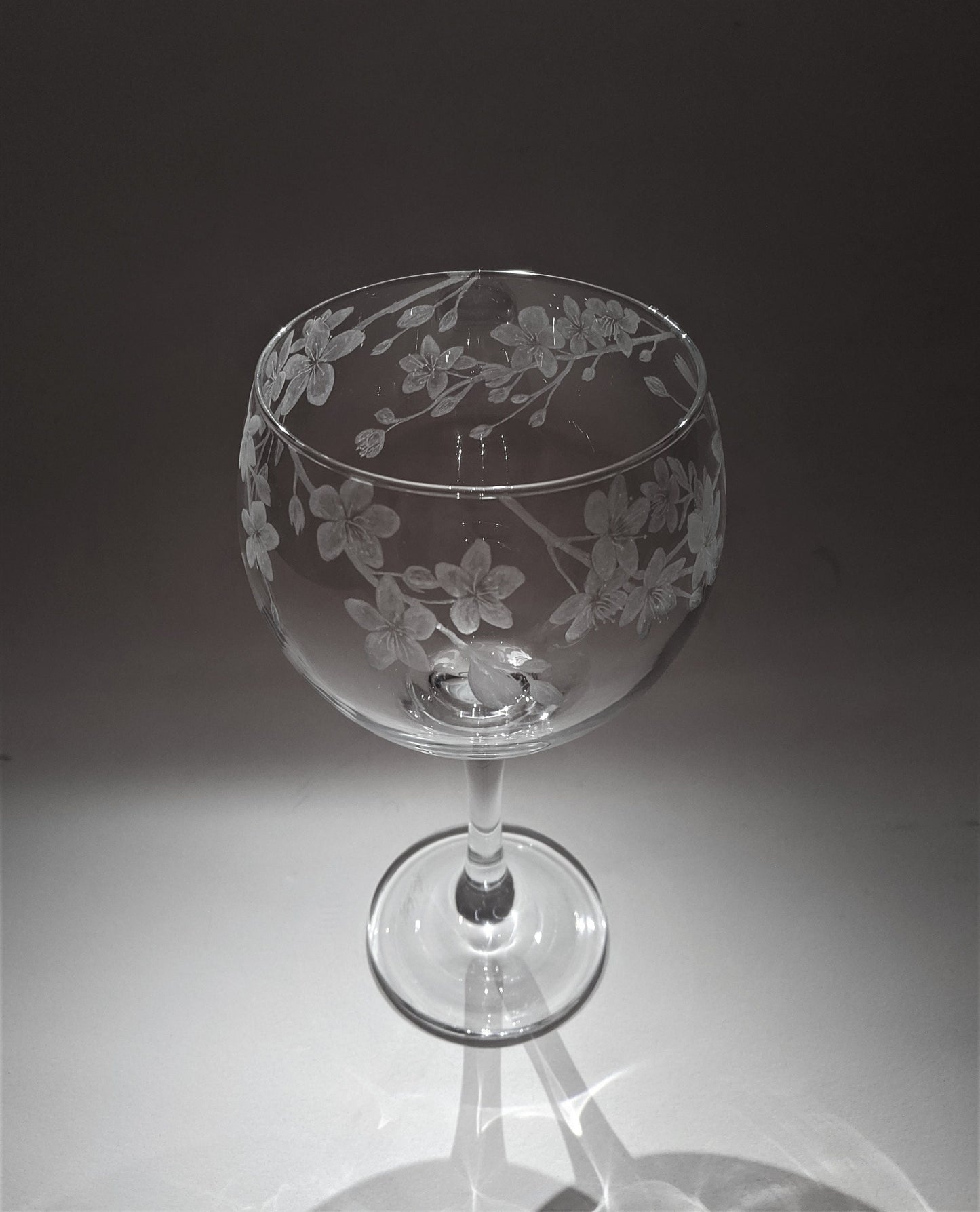 Hand Engraved Cherry Blossom Gin Glass – Floral Glass Gift