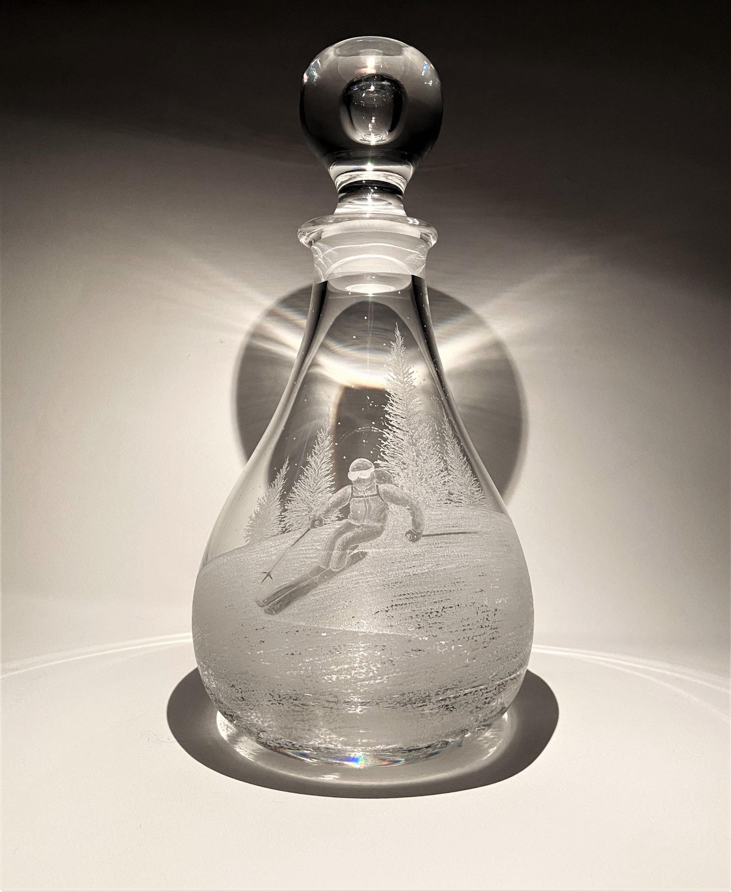 Hand Engraved Crystal Decanter – Personalized Skiing Gift