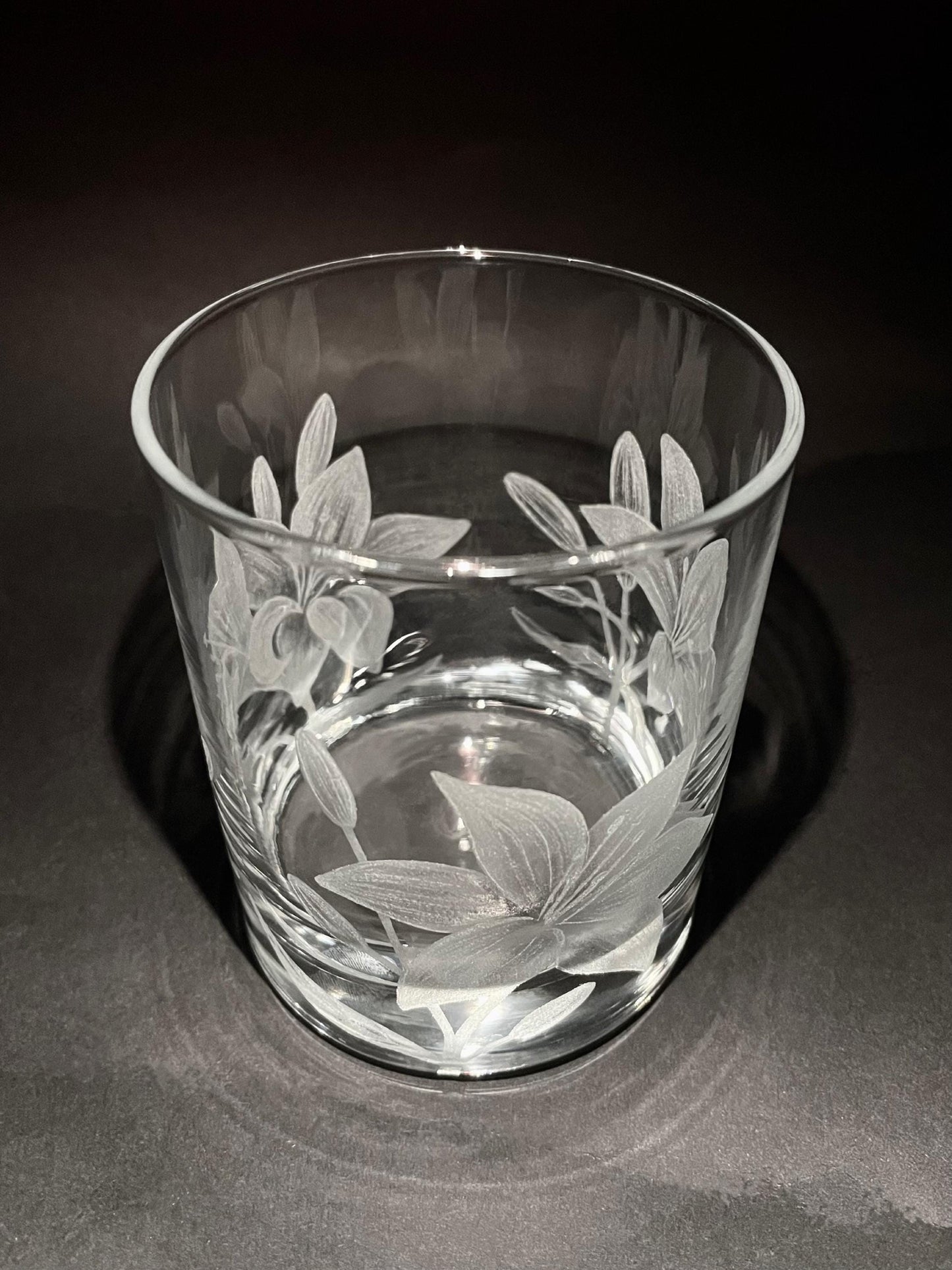 Hand Engraved Lily Whisky Glass - Lily Flowers Gift