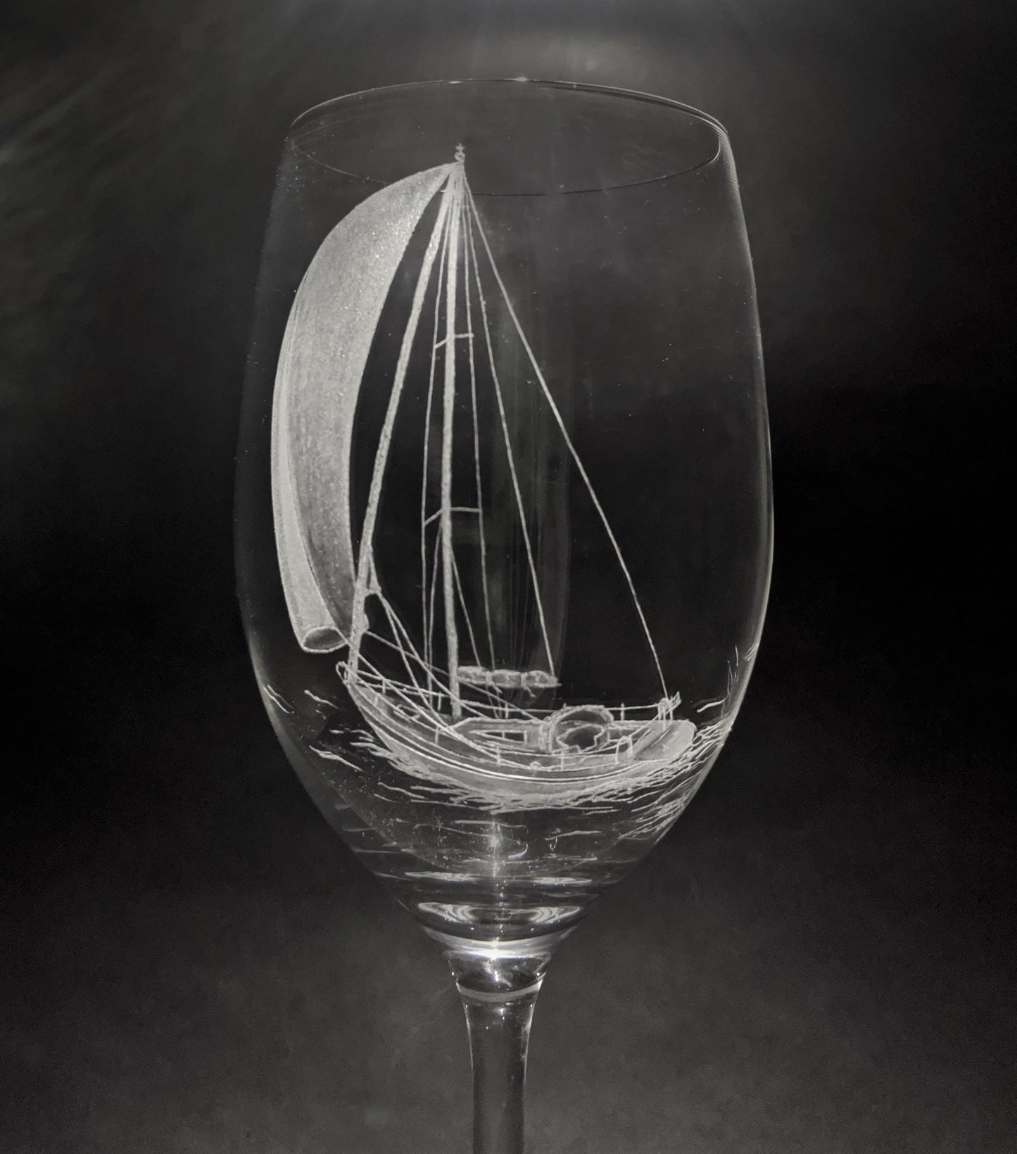 Custom Sailing Yacht Wine Glass - Your Boat Hand Engraved Gift