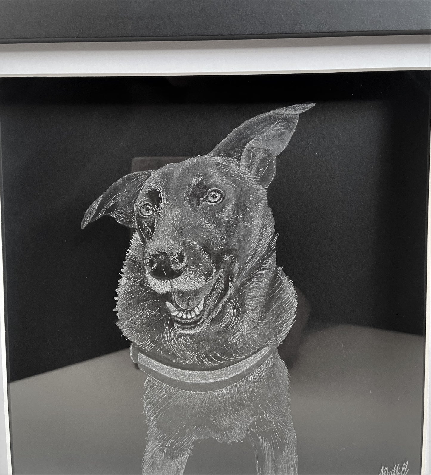 Custom Pet Portrait - Your Pet Hand Engraved on a Frame